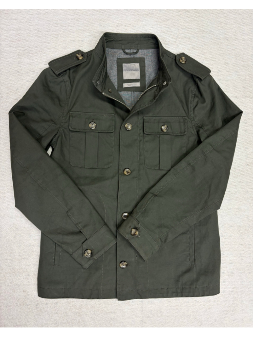 Zara Man Military Utility Field Jacket Olive Green Men's Size M